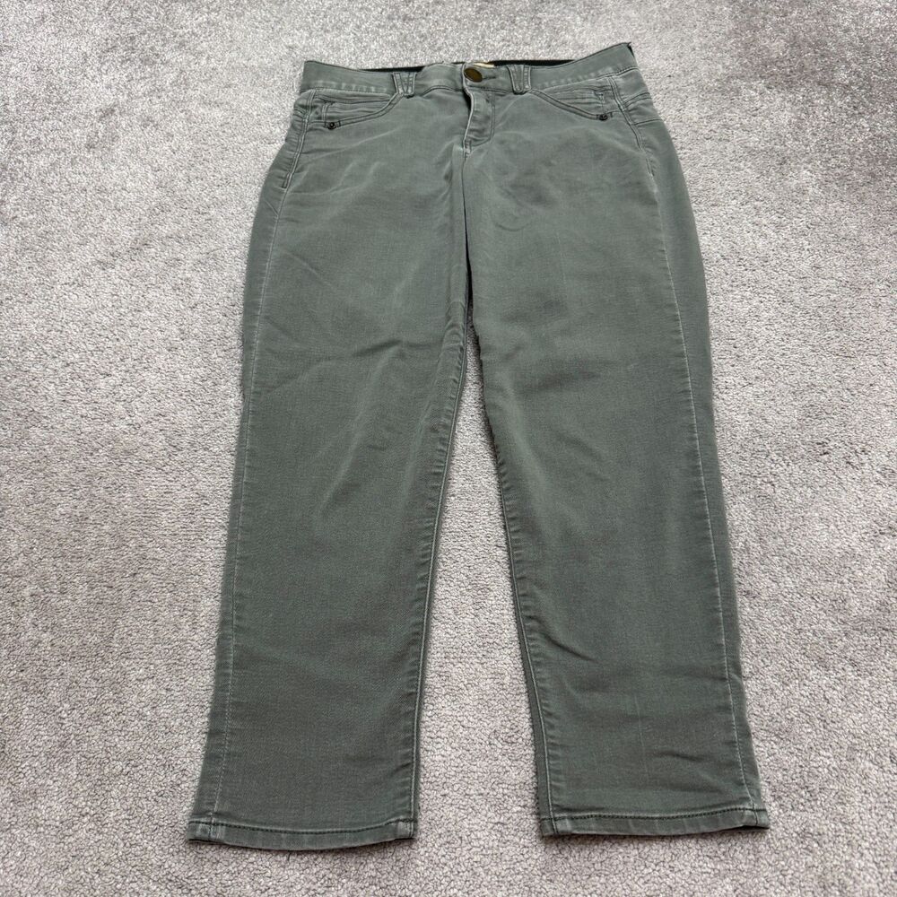 Democracy Absolution Slim Cropped Denim Jeans Women 6 Olive Green Stretch Casual